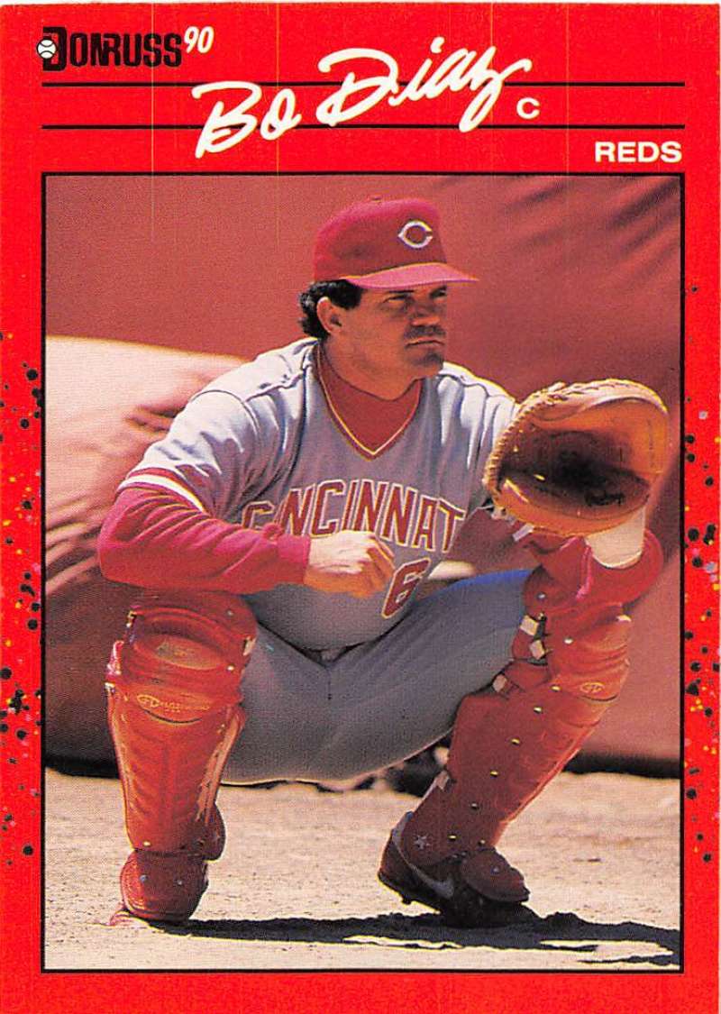 1990 Donruss Baseball #139 Bo Diaz Cincinnati Reds Image 1