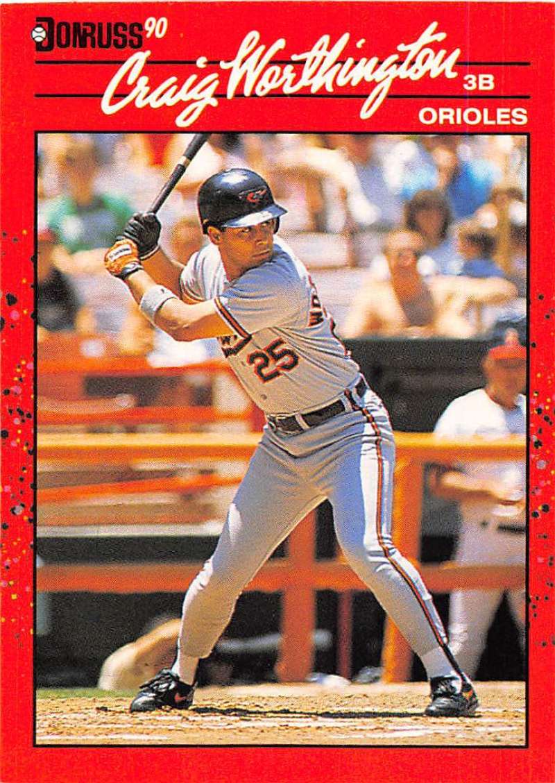 1990 Donruss Baseball #141 Craig Worthington Baltimore Orioles Image 1