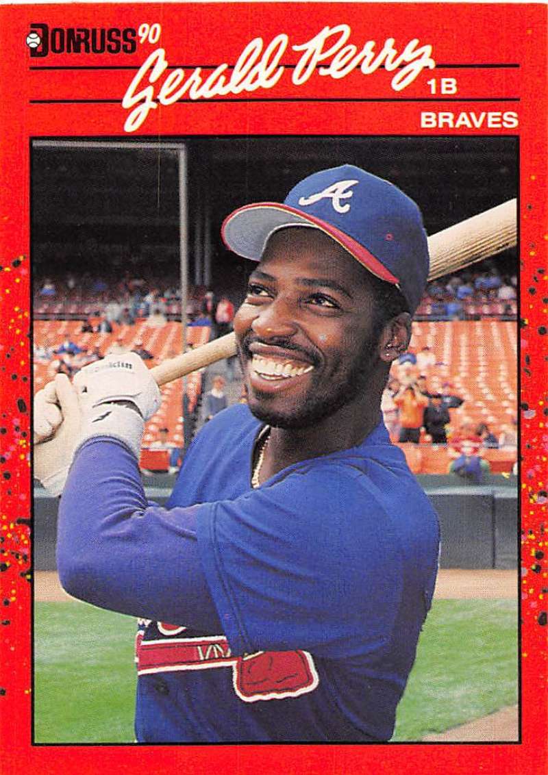 1990 Donruss Baseball #153 Gerald Perry Atlanta Braves Image 1