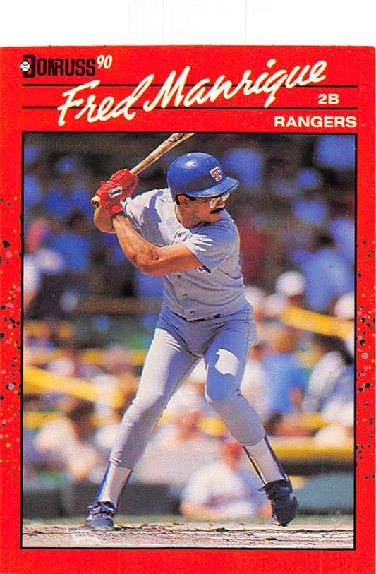 1990 Donruss Baseball  #165 Fred Manrique  Texas Rangers  Image 1
