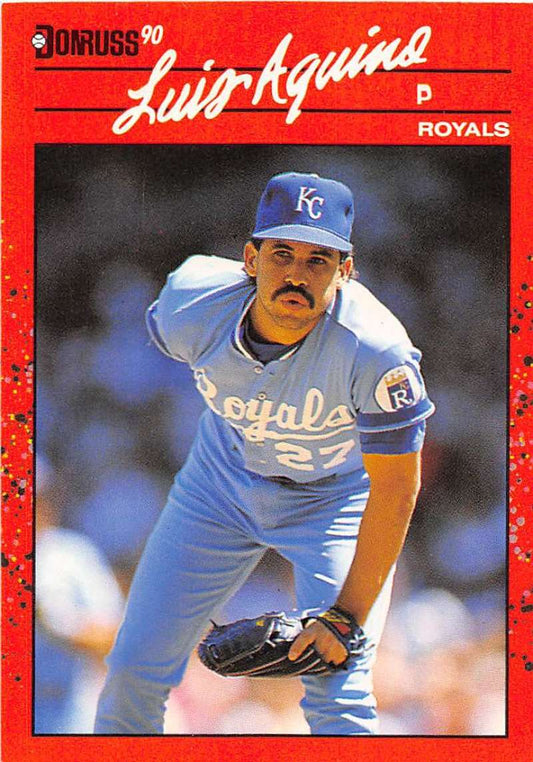 1990 Donruss Baseball  #179 Luis Aquino  Kansas City Royals  Image 1
