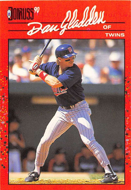 1990 Donruss Baseball  #182 Dan Gladden  Minnesota Twins  Image 1