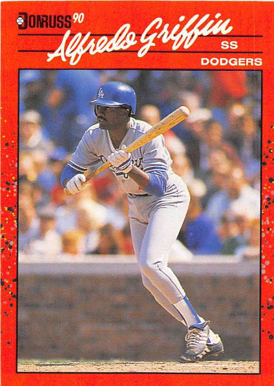 1990 Donruss Baseball  #195 Alfredo Griffin  Los Angeles Dodgers  Image 1