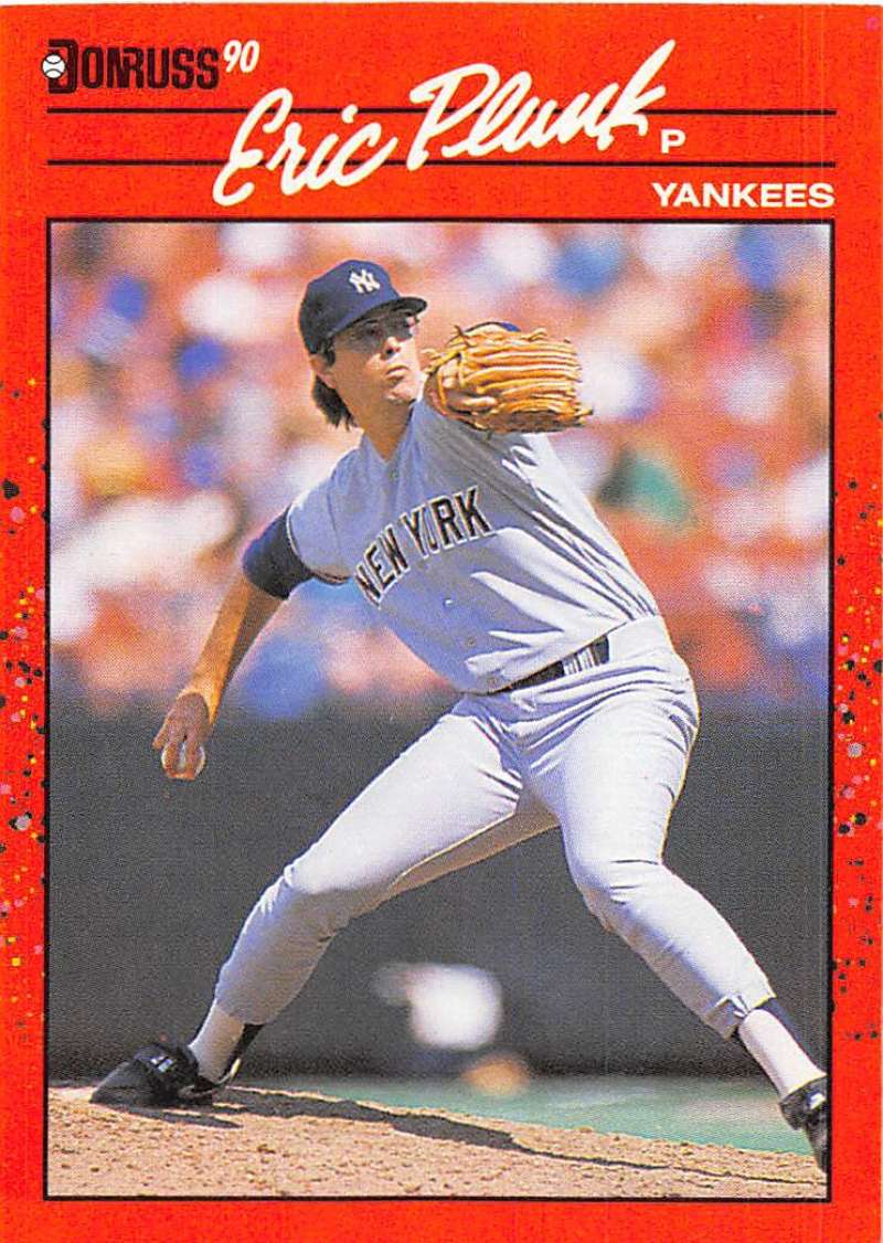1990 Donruss Baseball #196 Eric Plunk New York Yankees Image 1