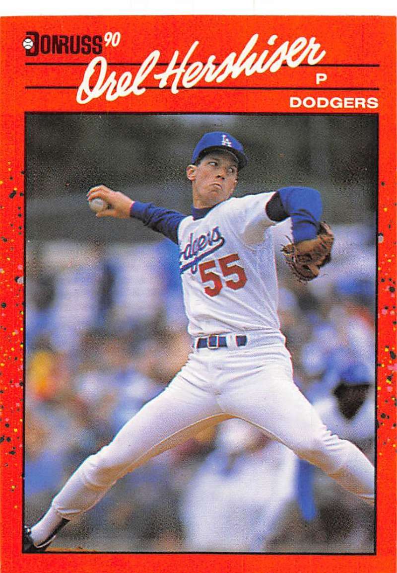 1990 Donruss Baseball #197 Orel Hershiser Los Angeles Dodgers Image 1