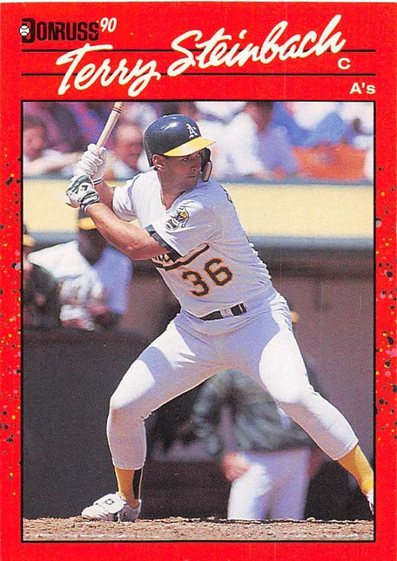 1990 Donruss Baseball #268 Terry Steinbach Oakland Athletics Image 1