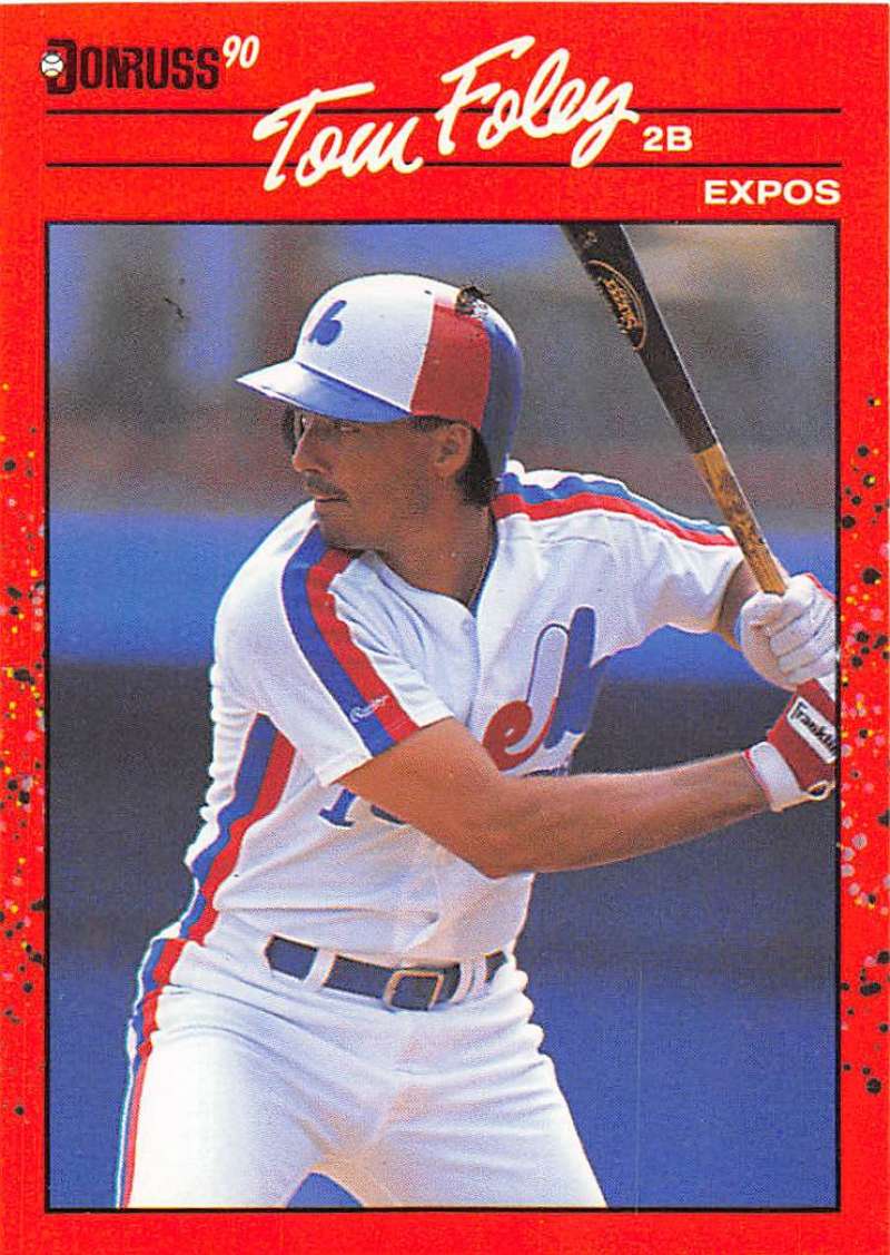 1990 Donruss Baseball #274 Tom Foley Montreal Expos Image 1