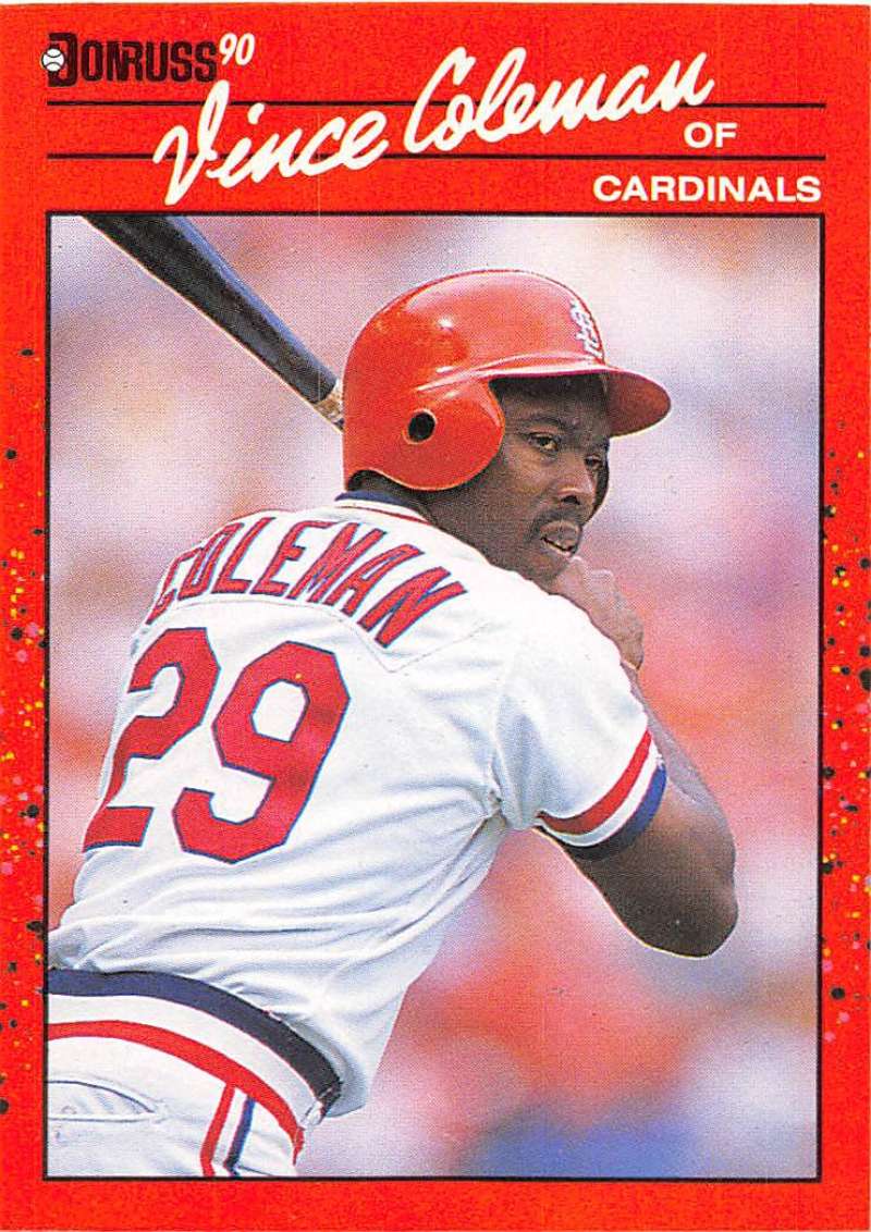 1990 Donruss Baseball #279 Vince Coleman St. Louis Cardinals Image 1