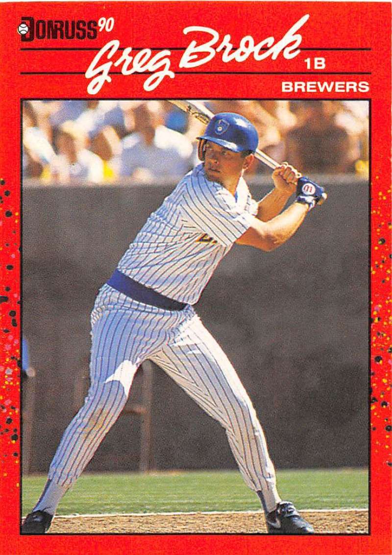 1990 Donruss Baseball #293 Greg Brock Milwaukee Brewers Image 1