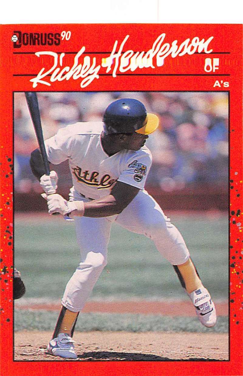 1990 Donruss Baseball #304 Rickey Henderson Oakland Athletics Image 1