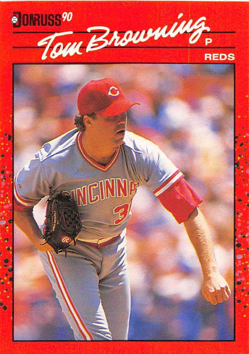 1990 Donruss Baseball #308 Tom Browning Cincinnati Reds Image 1