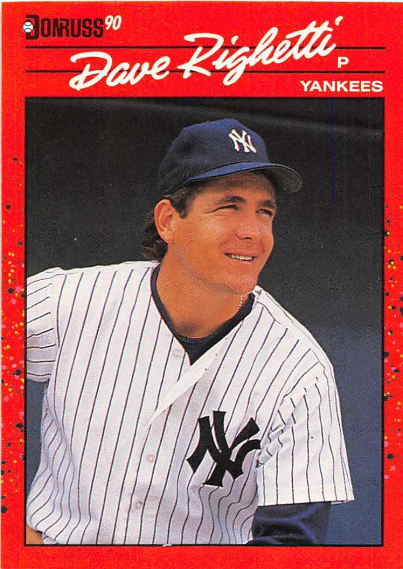 1990 Donruss Baseball #311 Dave Righetti New York Yankees Image 1