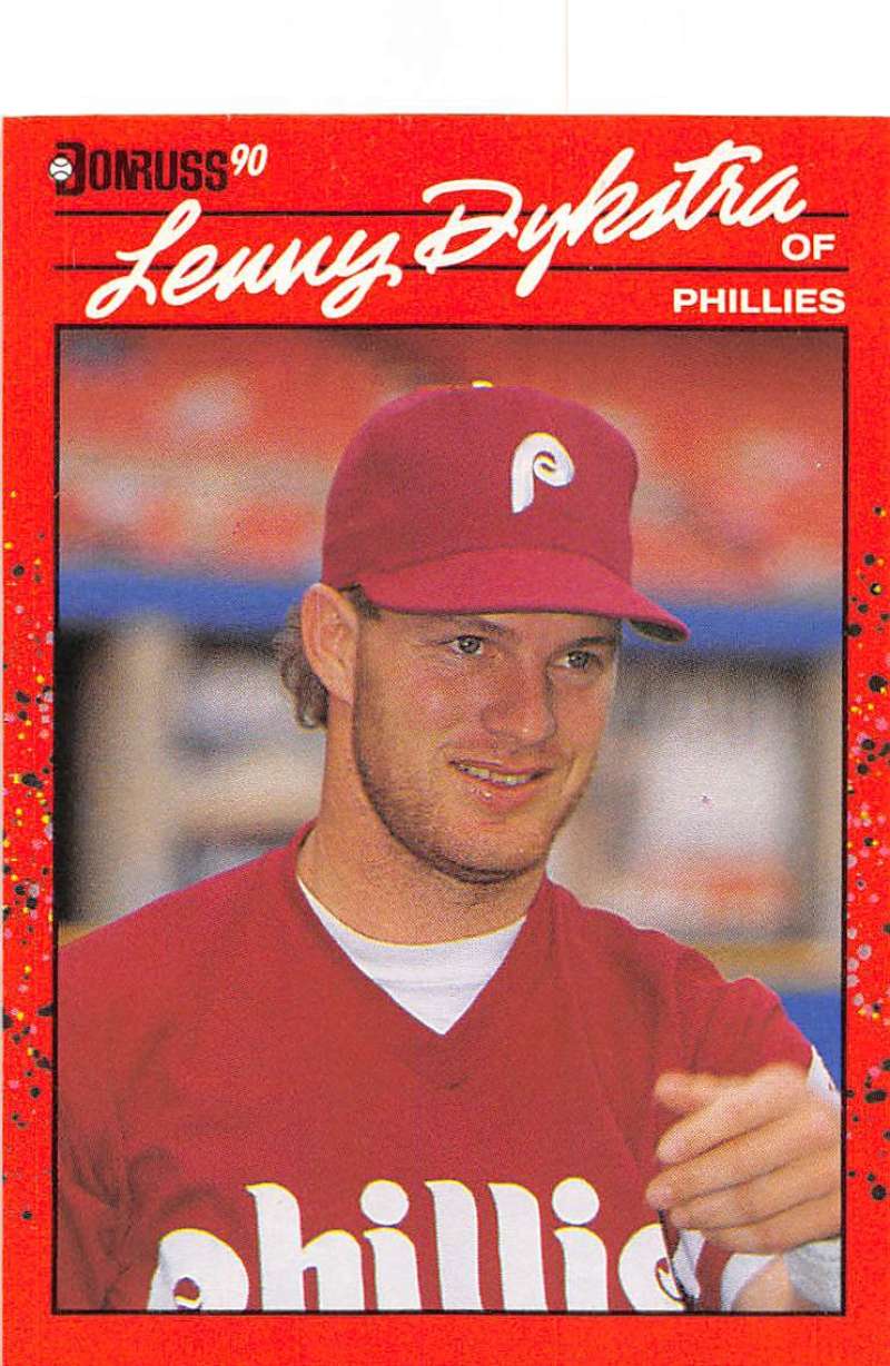 1990 Donruss Baseball #313 Lenny Dykstra Philadelphia Phillies Image 1