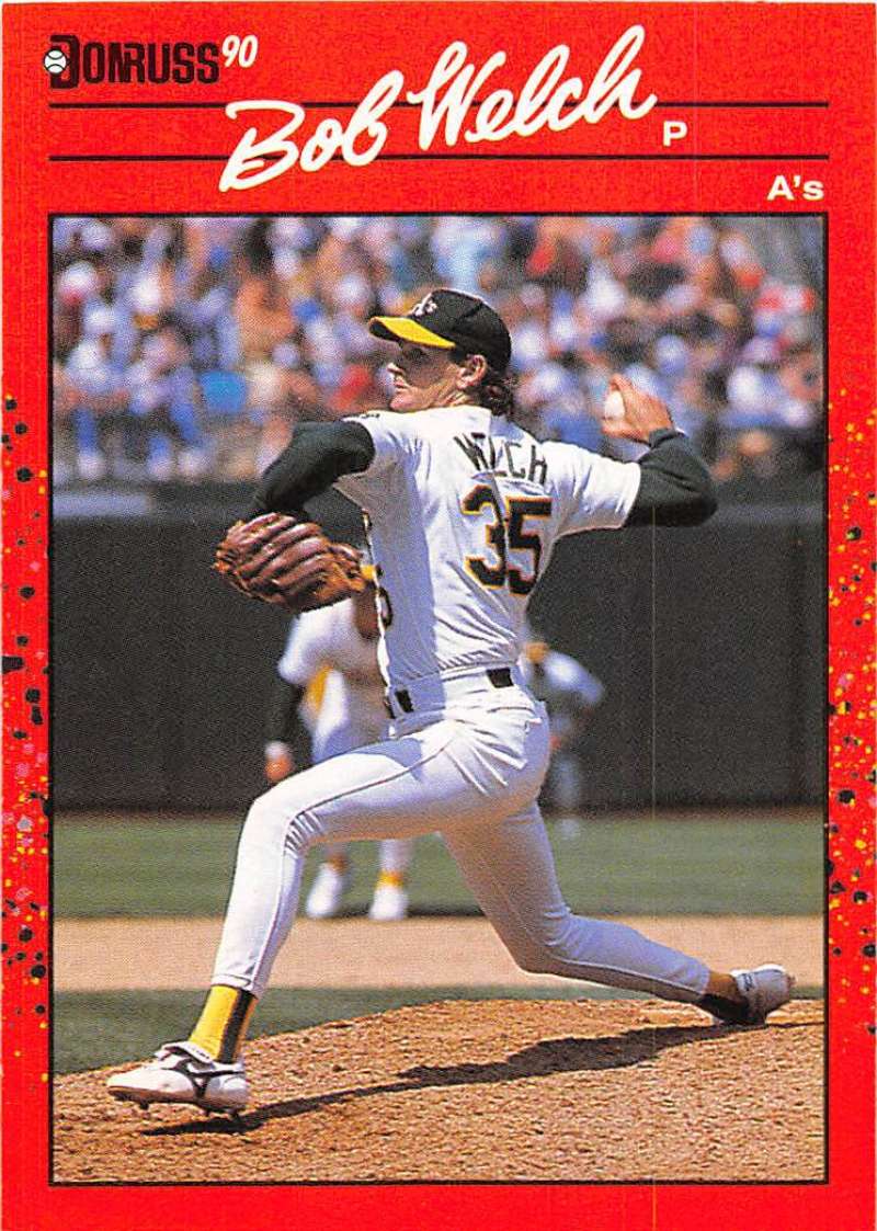 1990 Donruss Baseball #332 Bob Welch Oakland Athletics Image 1