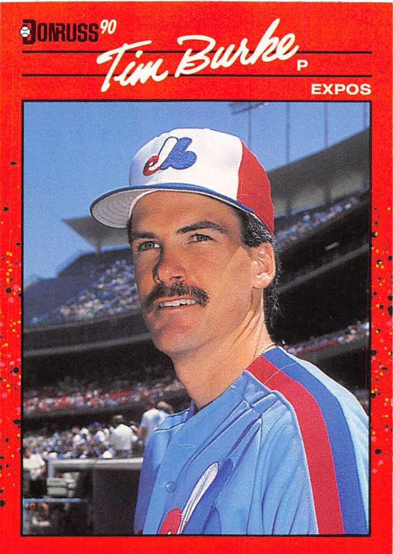 1990 Donruss Baseball #334 Tim Burke Montreal Expos Image 1