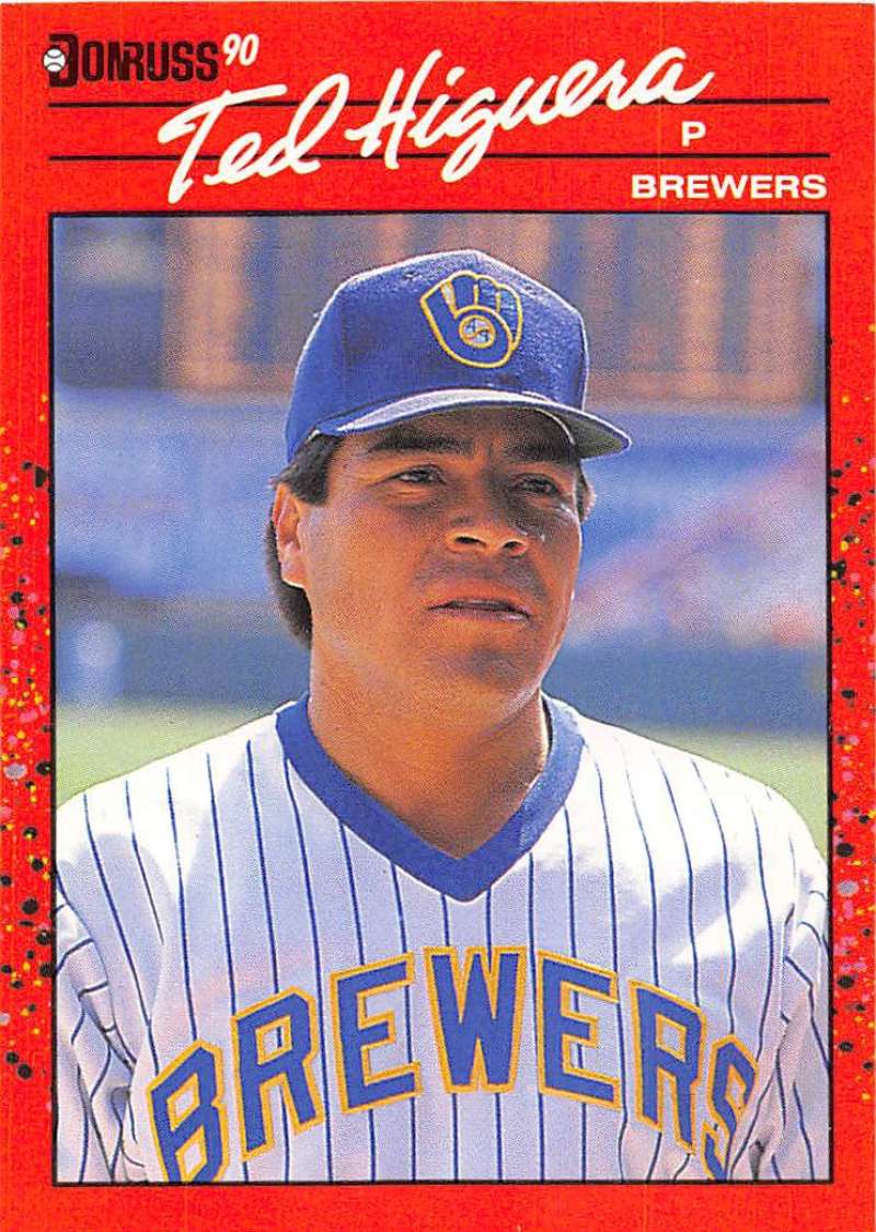 1990 Donruss Baseball #339 Teddy Higuera Milwaukee Brewers Image 1