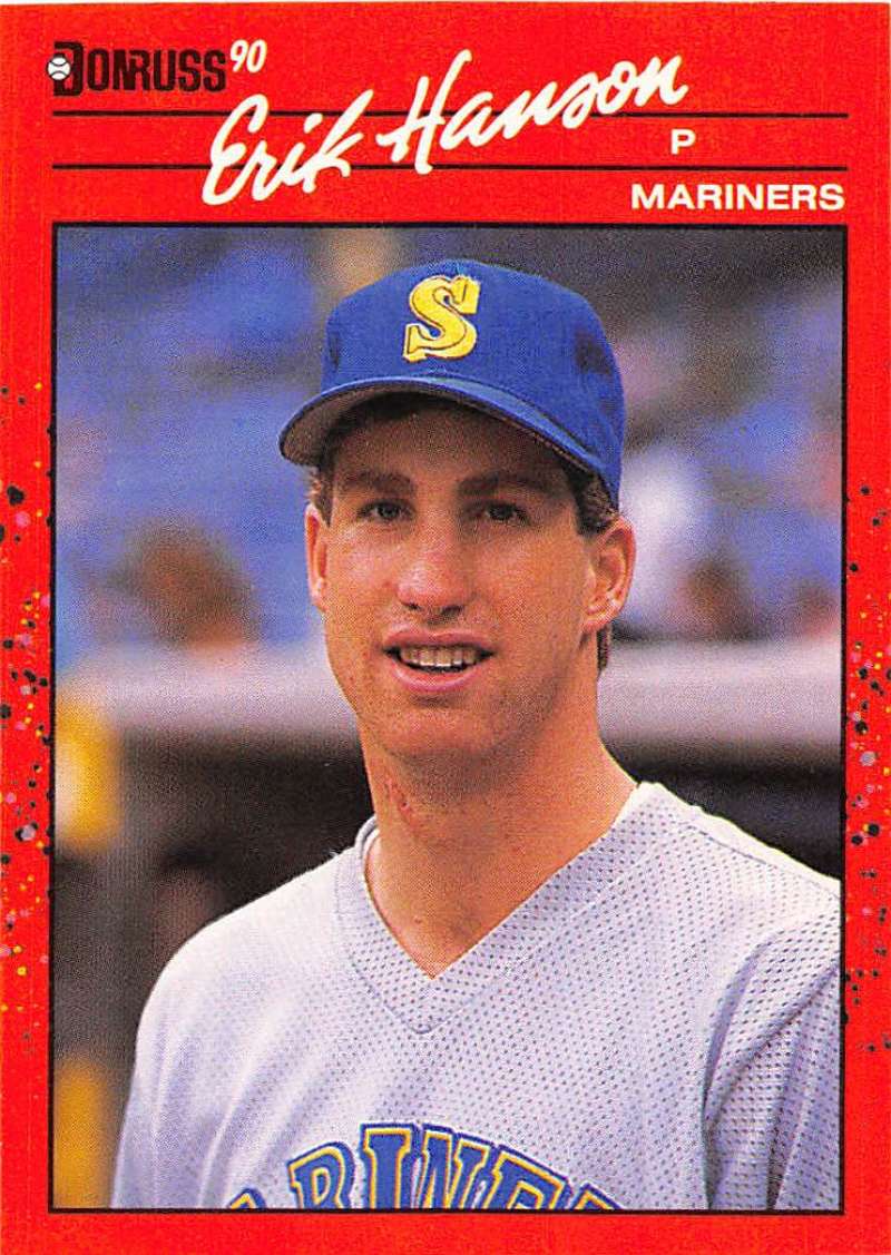1990 Donruss Baseball #345 Erik Hanson Seattle Mariners Image 1