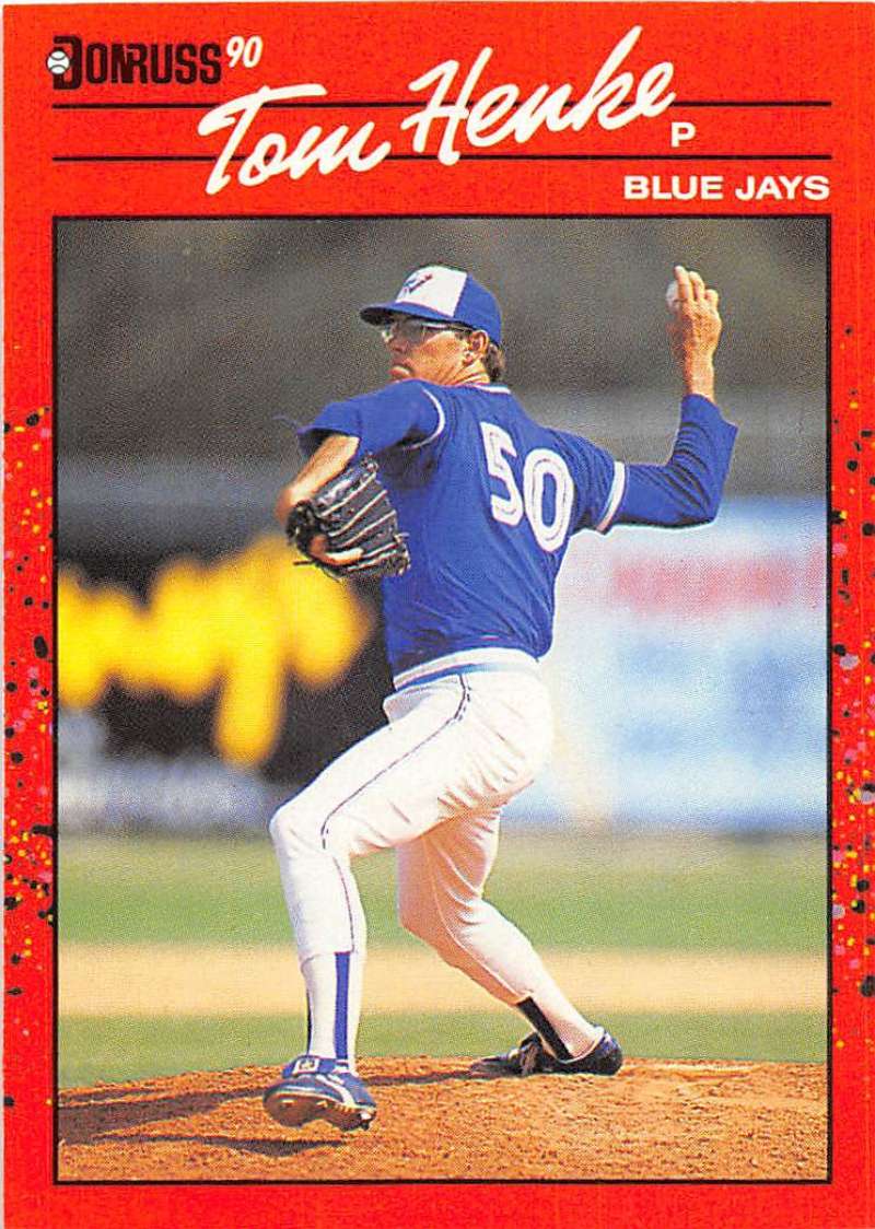 1990 Donruss Baseball #349 Tom Henke Toronto Blue Jays Image 1