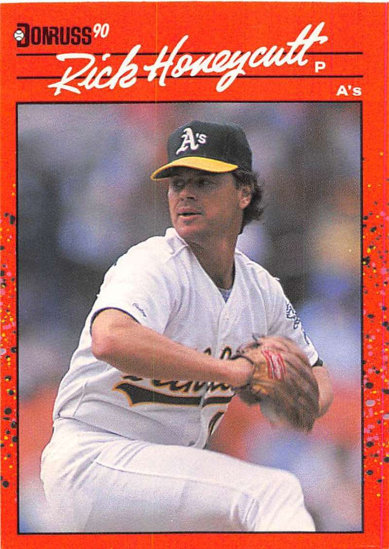 1990 Donruss Baseball #386 Rick Honeycutt Oakland Athletics Image 1