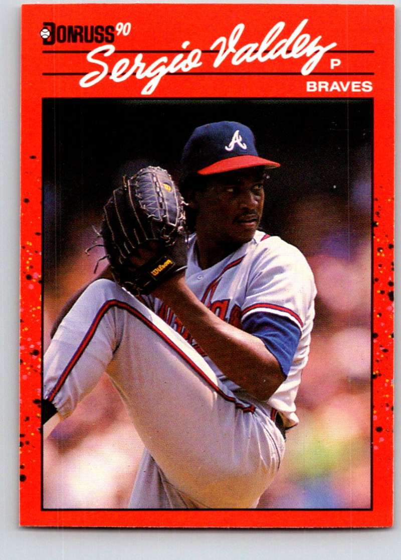 1990 Donruss Baseball #405 Sergio Valdez RC Rookie Atlanta Braves Image 1