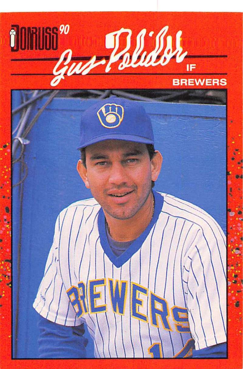 1990 Donruss Baseball #412 Gus Polidor Milwaukee Brewers Image 1