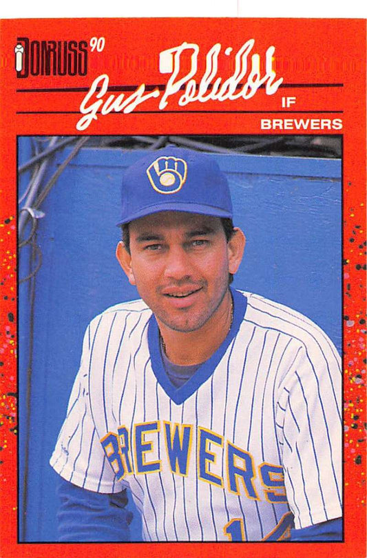 1990 Donruss Baseball  #412 Gus Polidor  Milwaukee Brewers  Image 1