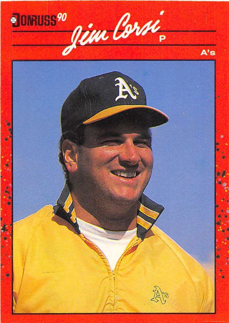 1990 Donruss Baseball #422 Jim Corsi Oakland Athletics Image 1