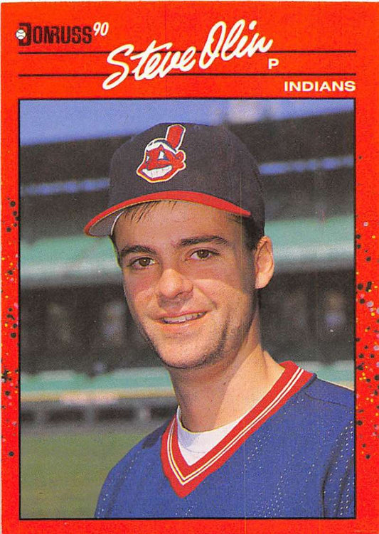 1990 Donruss Baseball  #438 Steve Olin  RC Rookie Cleveland Indians  Image 1