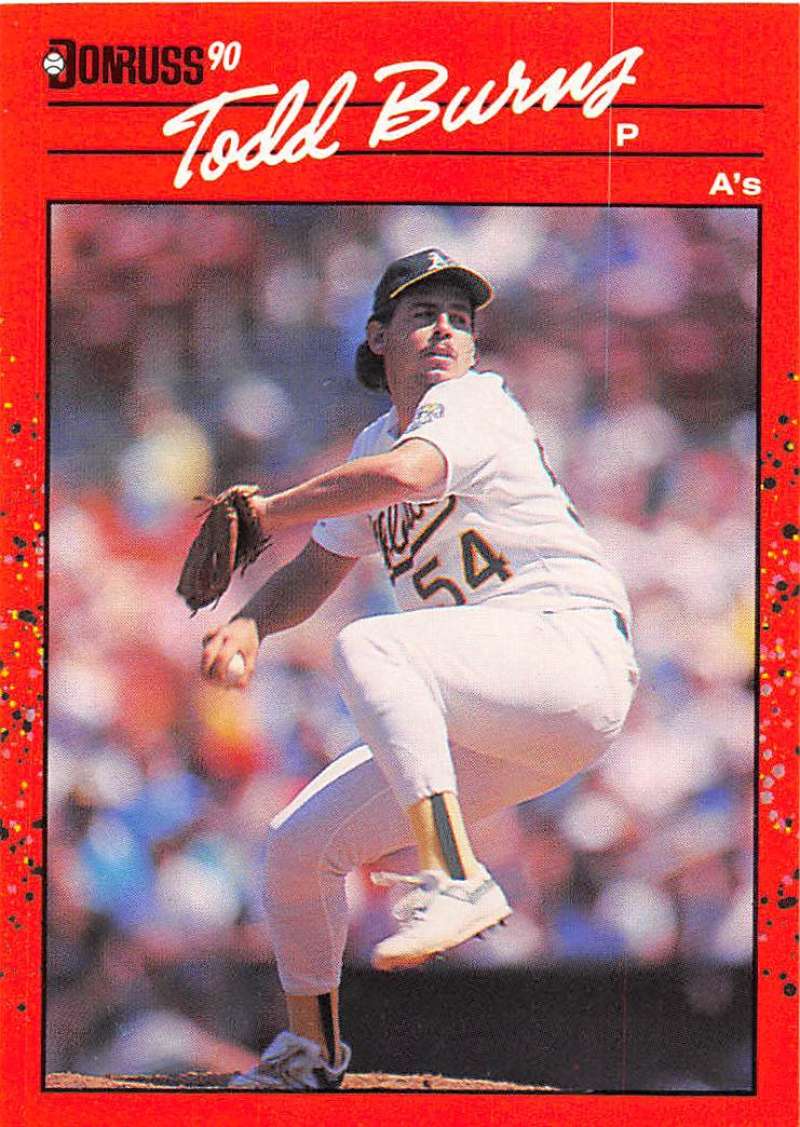 1990 Donruss Baseball #446 Todd Burns Oakland Athletics Image 1