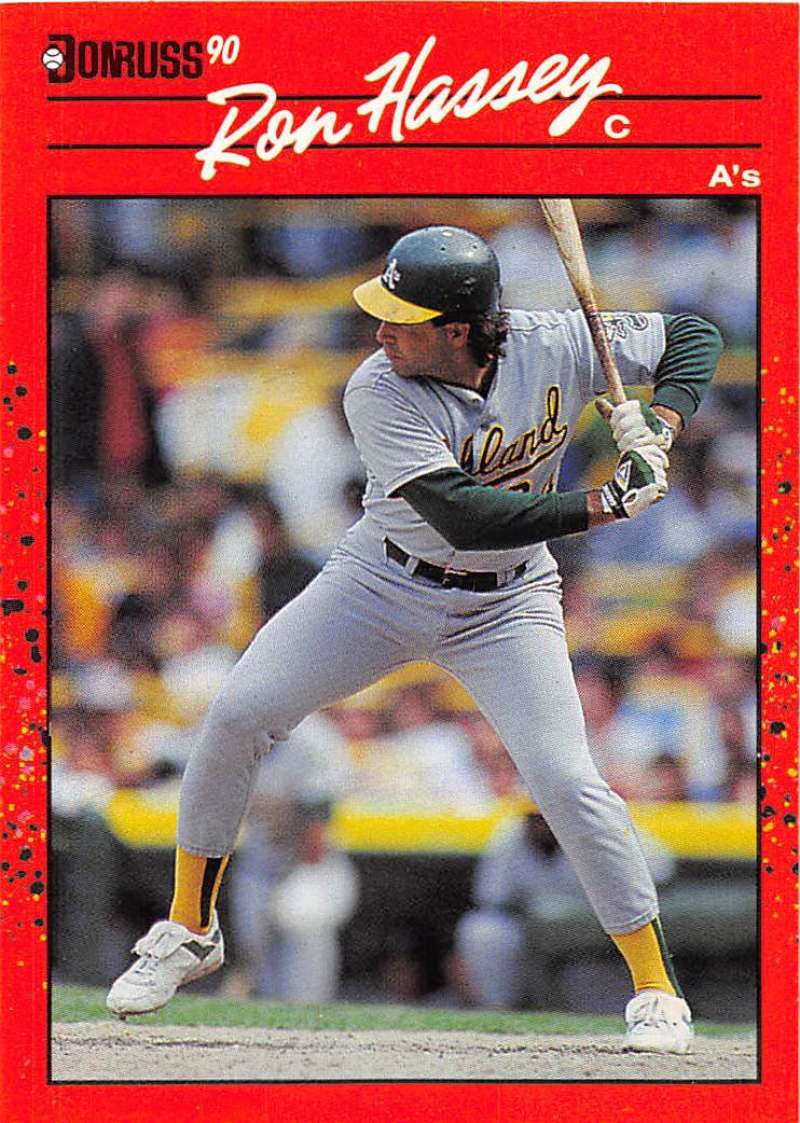 1990 Donruss Baseball #450 Ron Hassey Oakland Athletics Image 1