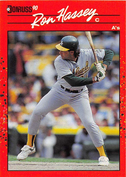 1990 Donruss Baseball  #450 Ron Hassey  Oakland Athletics  Image 1