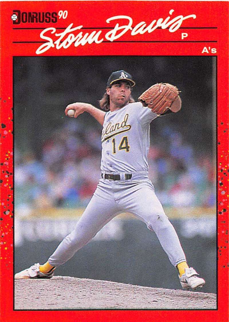 1990 Donruss Baseball #479 Storm Davis Oakland Athletics Image 1