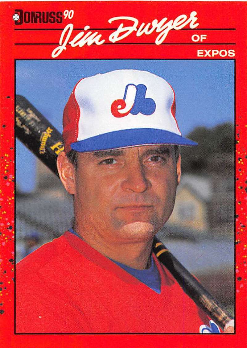 1990 Donruss Baseball #484 Jim Dwyer Montreal Expos Image 1