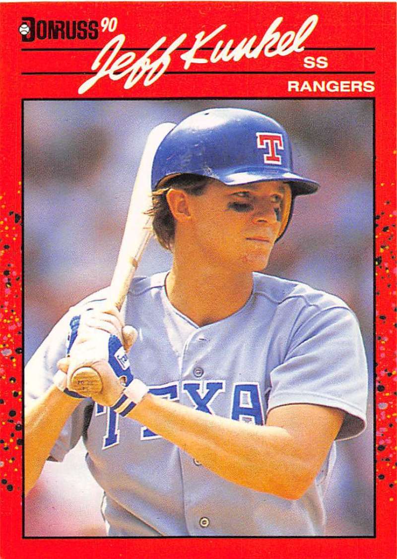 1990 Donruss Baseball #496 Jeff Kunkel Texas Rangers Image 1