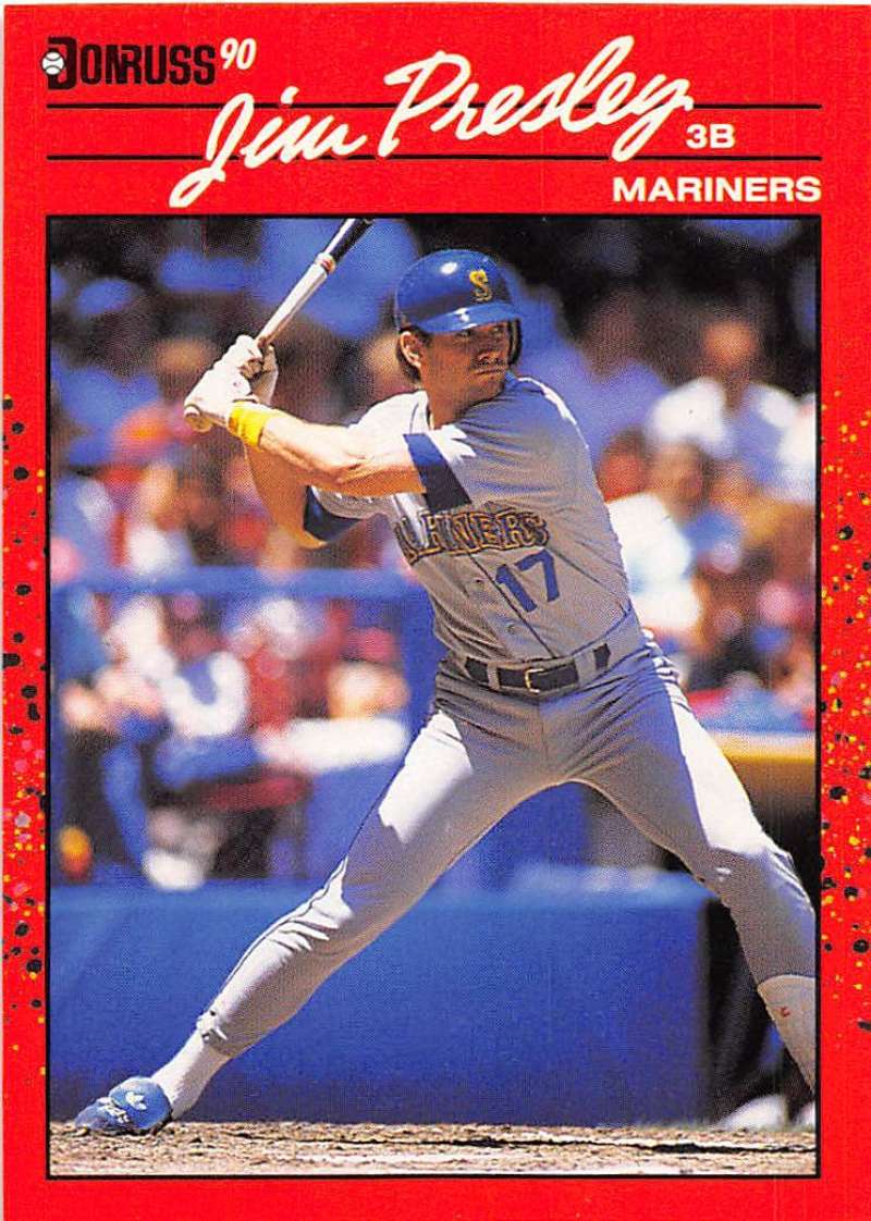 1990 Donruss Baseball #497 Jim Presley Seattle Mariners Image 1
