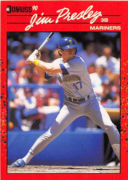 1990 Donruss Baseball  #497 Jim Presley  Seattle Mariners  Image 1