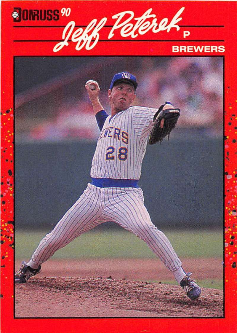 1990 Donruss Baseball #530 Jeff Peterek RC Rookie Milwaukee Brewers Image 1