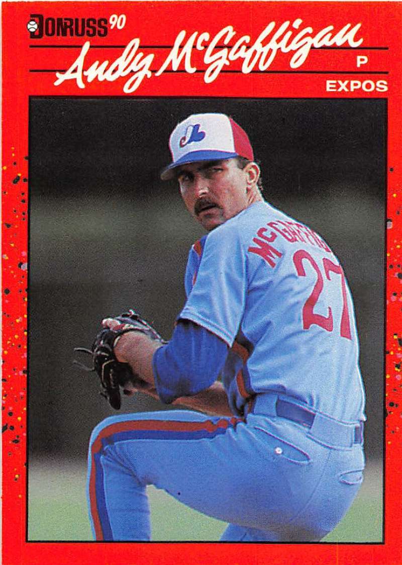 1990 Donruss Baseball #574 Andy McGaffigan Montreal Expos Image 1