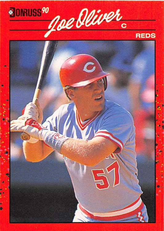 1990 Donruss Baseball  #586 Joe Oliver  Cincinnati Reds  Image 1