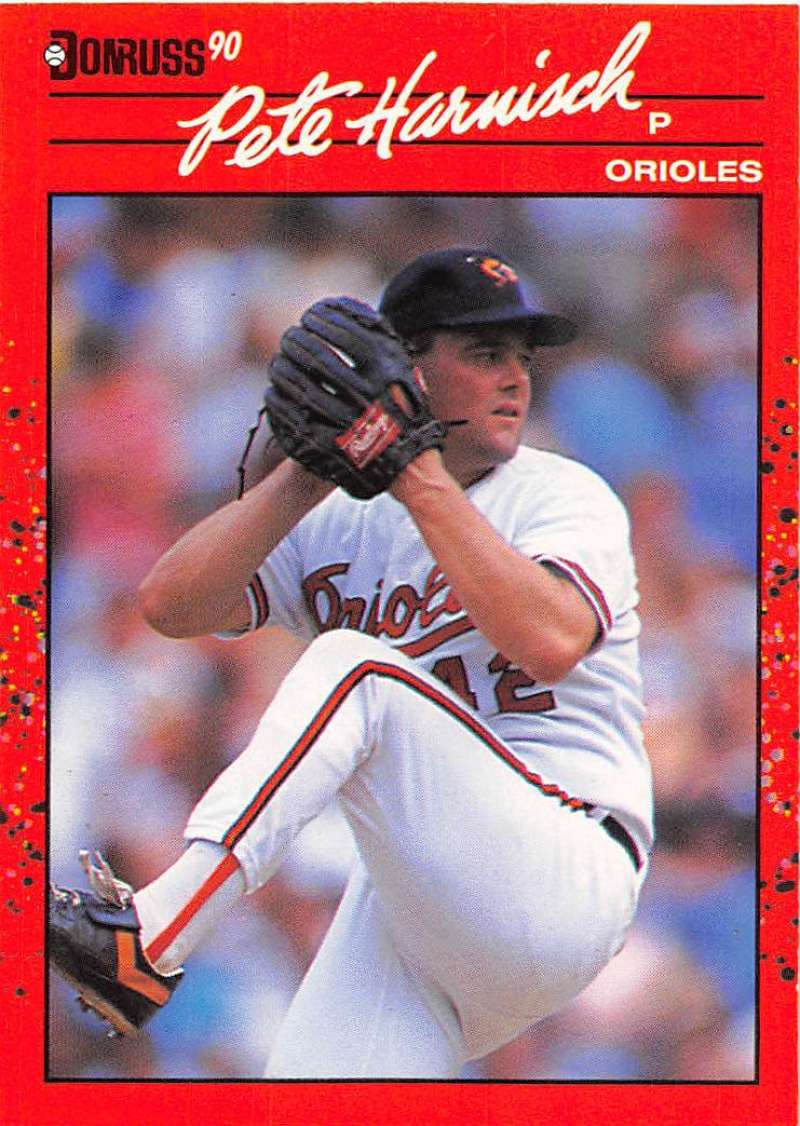 1990 Donruss Baseball #596 Pete Harnisch DP Baltimore Orioles Image 1