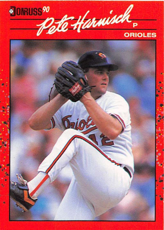 1990 Donruss Baseball  #596 Pete Harnisch DP  Baltimore Orioles  Image 1
