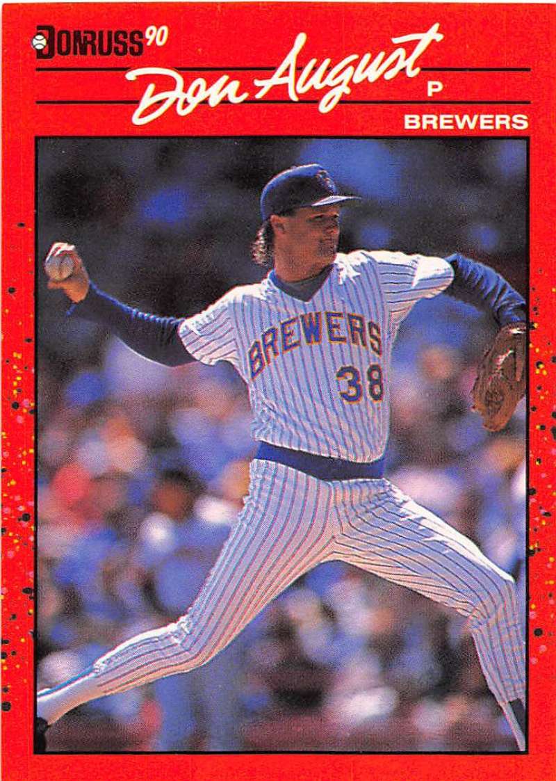 1990 Donruss Baseball #617 Don August DP Milwaukee Brewers Image 1