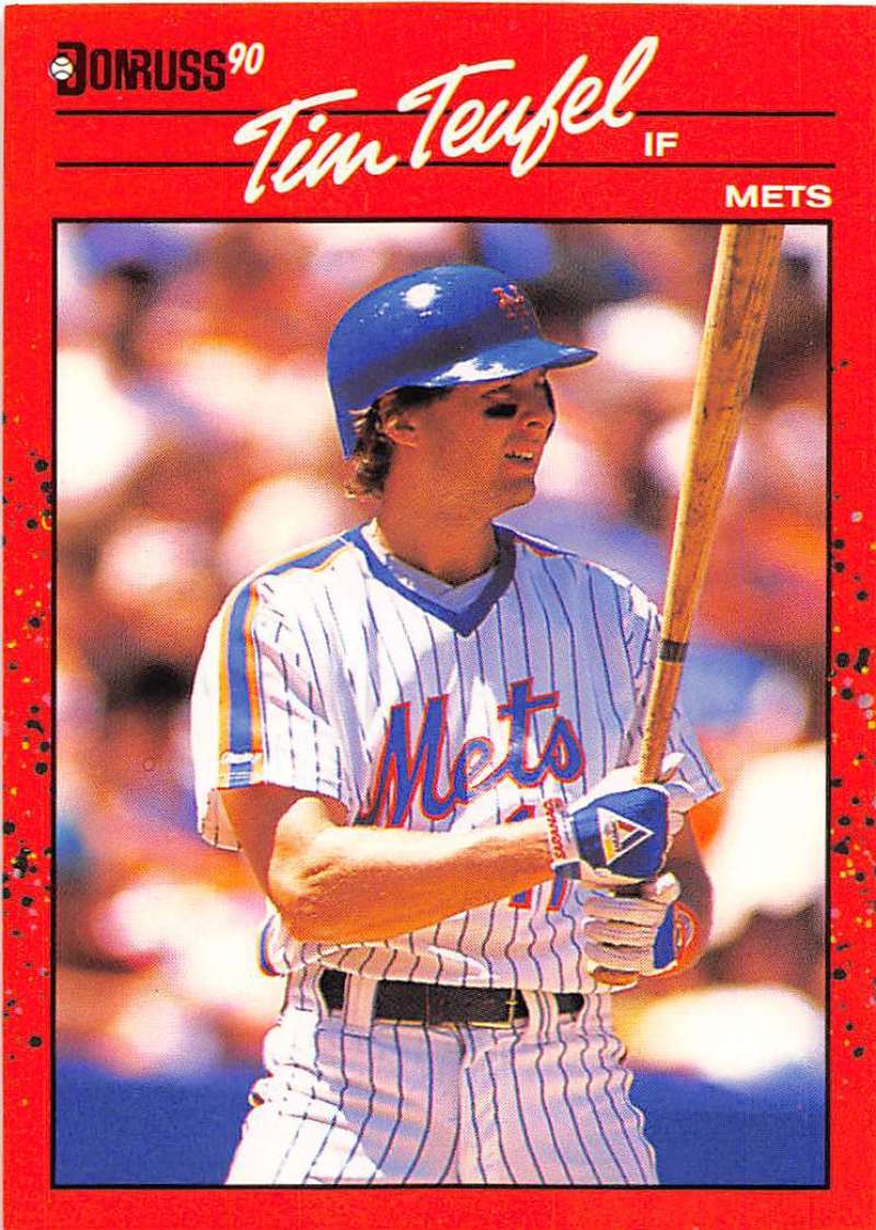 1990 Donruss Baseball #618 Tim Teufel New York Mets Image 1