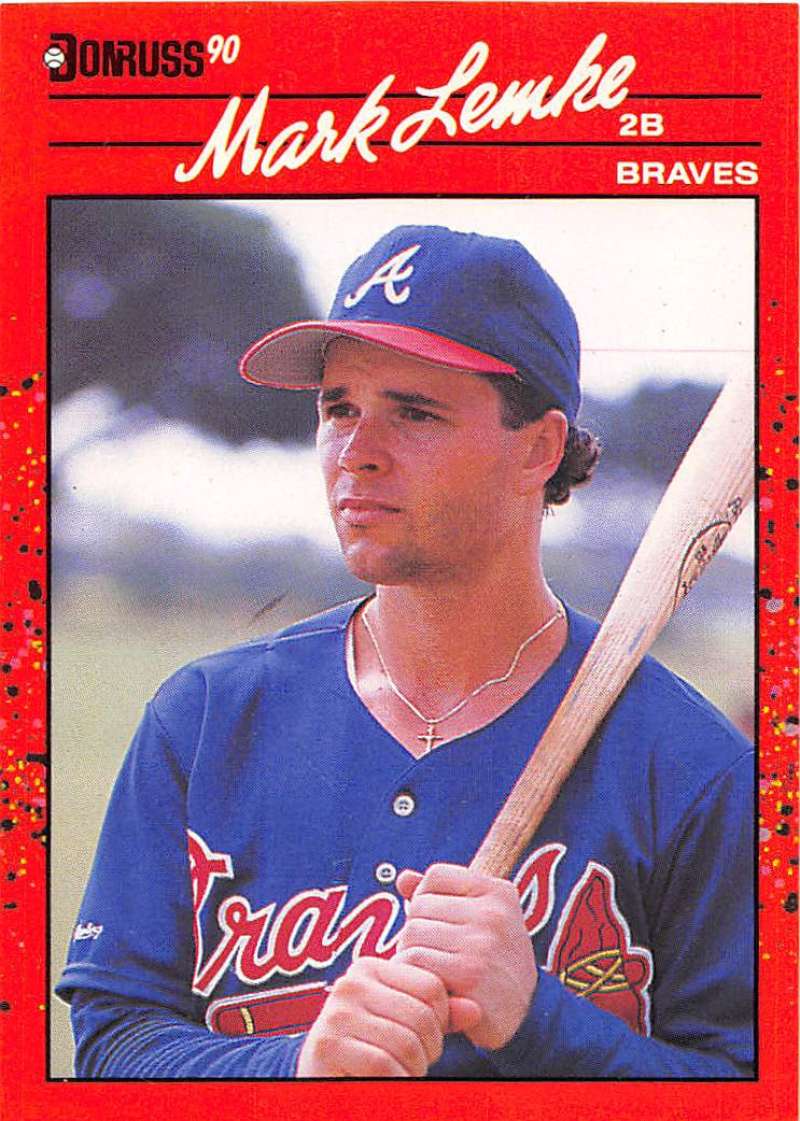 1990 Donruss Baseball #624 Mark Lemke DP Atlanta Braves Image 1