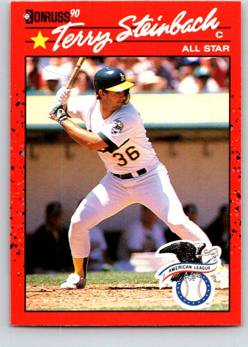 1990 Donruss Baseball #637 Terry Steinbach AS Oakland Athletics Image 1