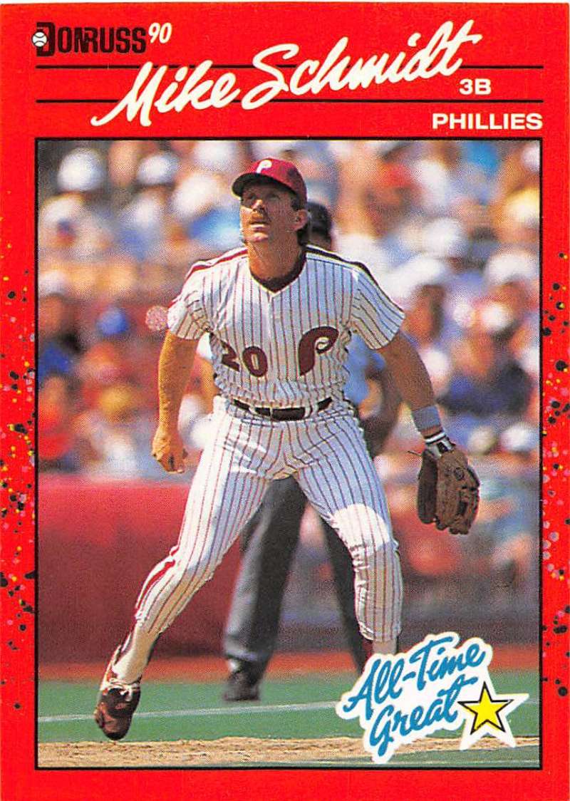 1990 Donruss Baseball #643 Mike Schmidt Philadelphia Phillies Image 1