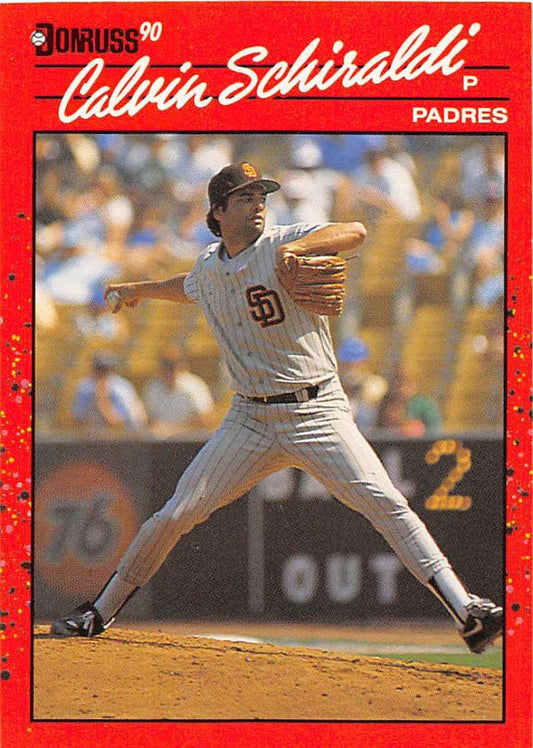 1990 Donruss Baseball  #672 Calvin Schiraldi  San Diego Padres  Image 1