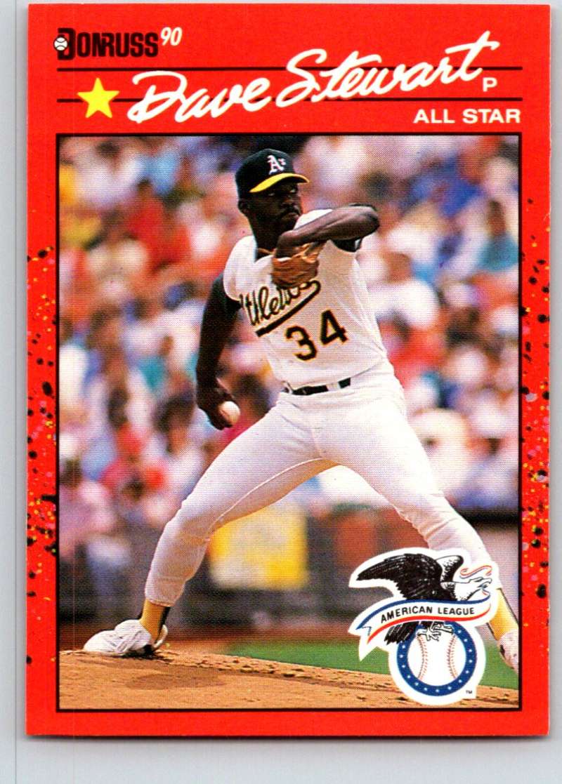 1990 Donruss Baseball #703 Dave Stewart ERR AS Oakland Athletics Image 1
