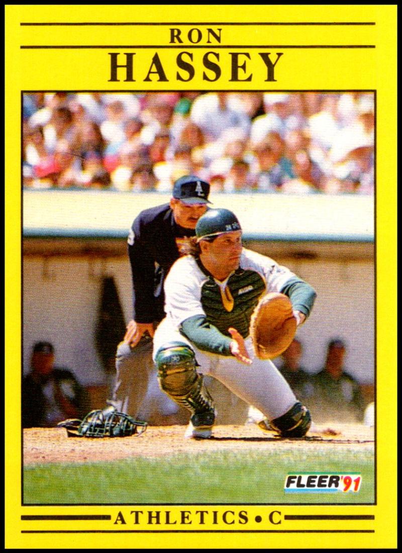 1991 Fleer Baseball #8 Ron Hassey  Oakland Athletics  Image 1