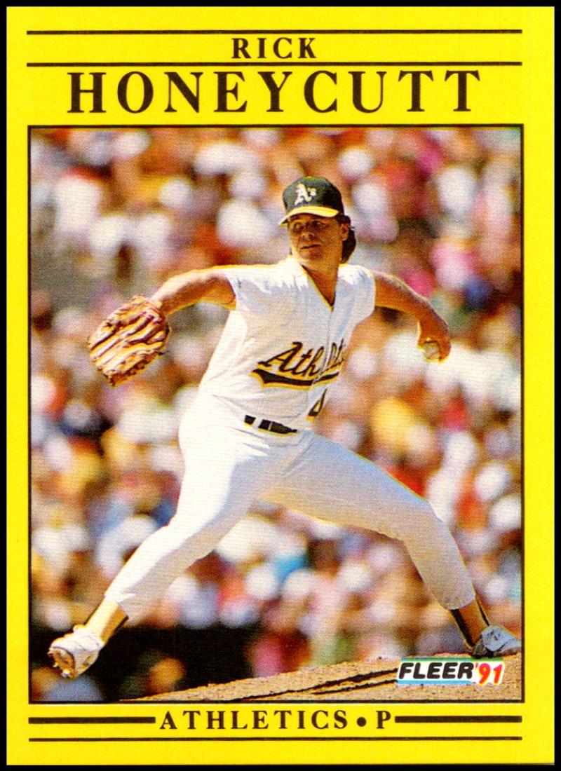 1991 Fleer Baseball #11 Rick Honeycutt Oakland Athletics Image 1